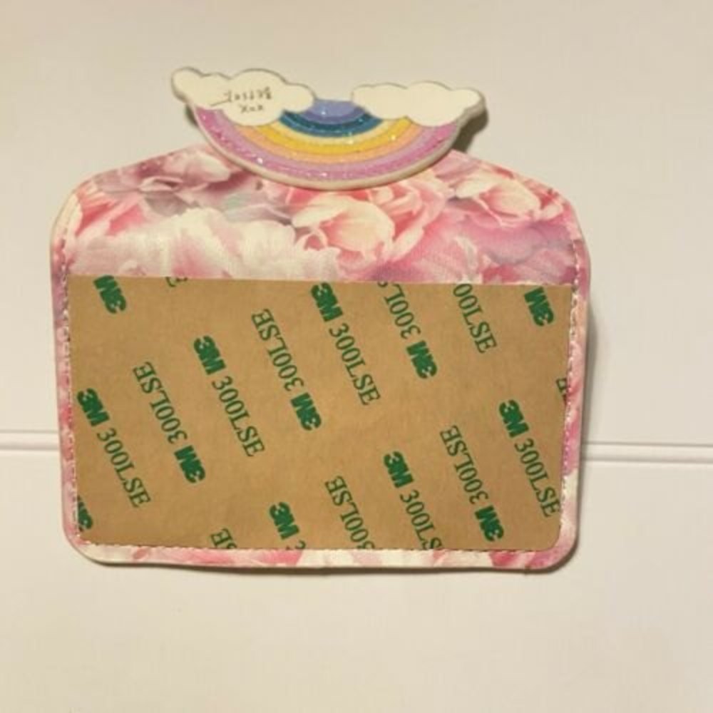 Betsey Johnson Stick on Phone Pink Wallet Floral Rainbow - Picture 2 of 6
